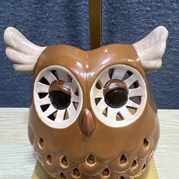 Ceramic Owl Brown Candle Tealight Holders Decorative - Picture 2 of 8
